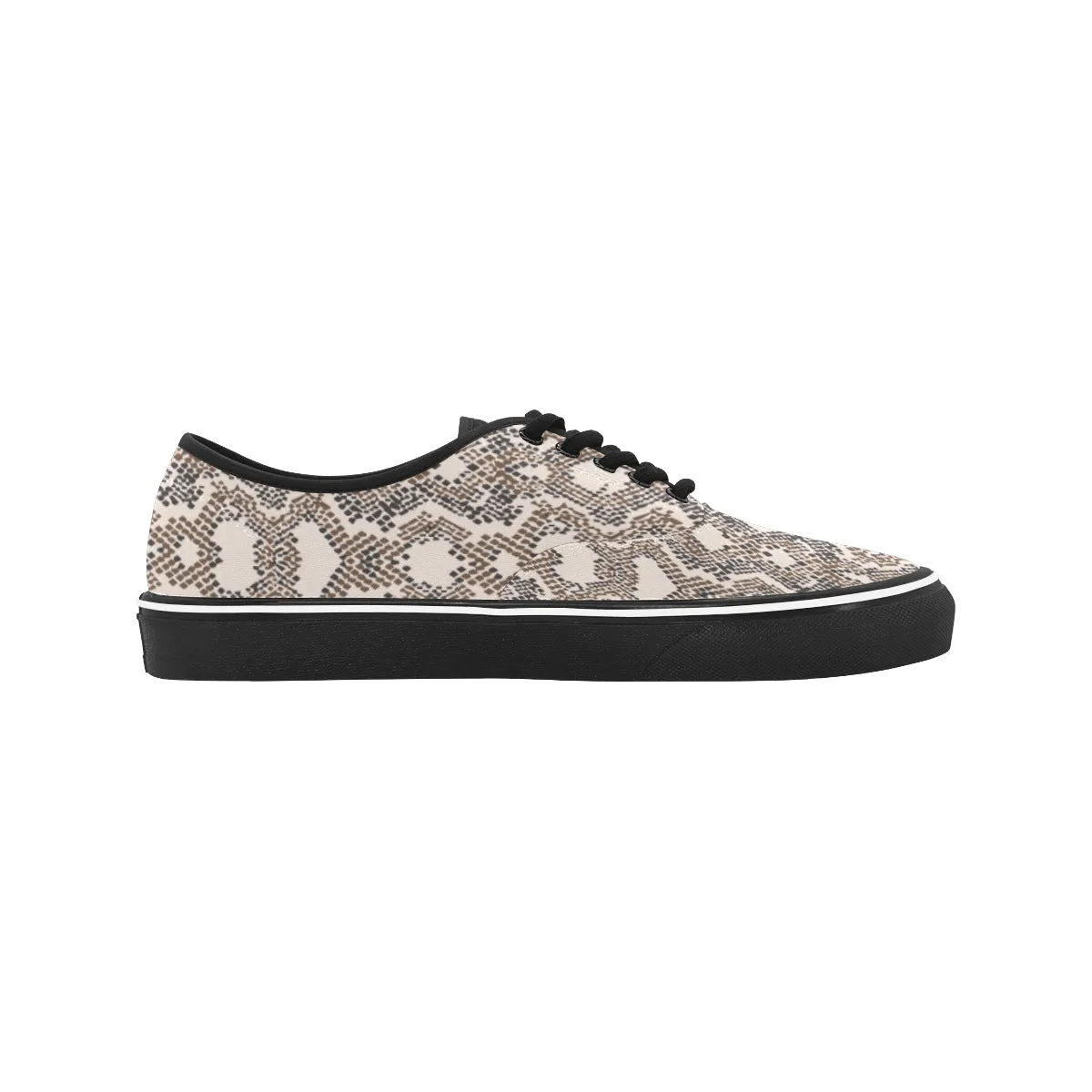 Women's Peach-Brown Snake Print Low Top Canvas Shoes