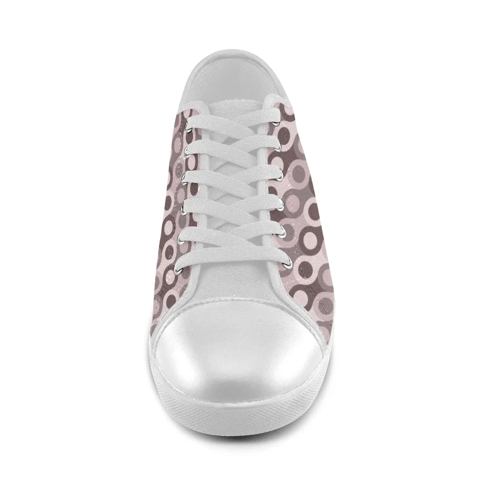 Women's Stacked Dots Polka Print Canvas Low Top Shoes